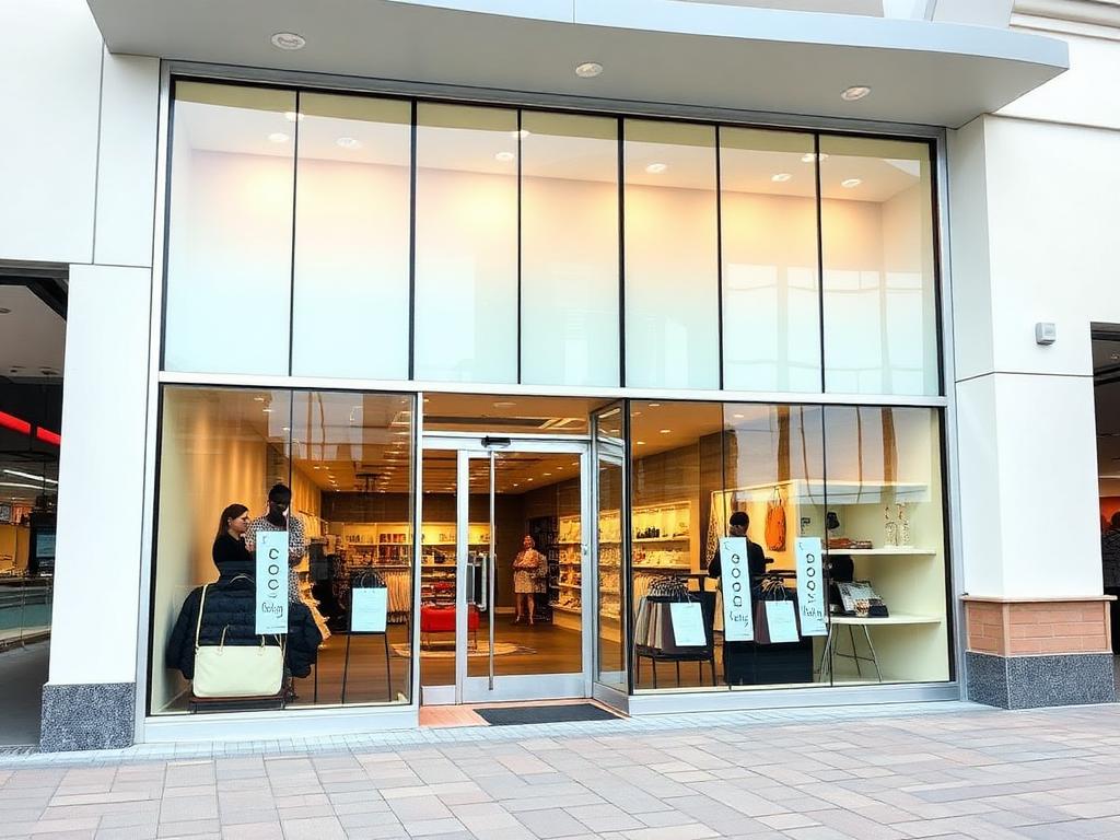Gleaming retail storefront with spotless windows and clean entrance