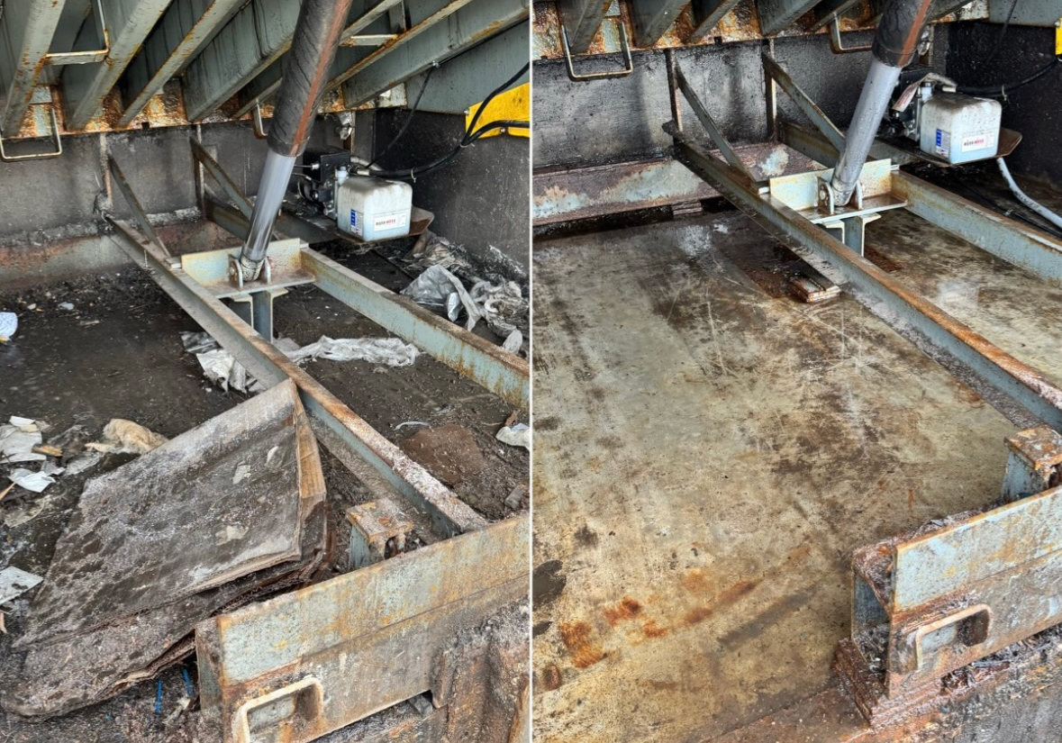 Clean loading dock leveler bay