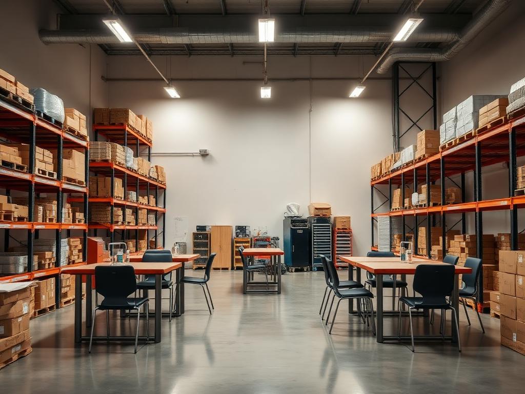 Clean warehouse break room